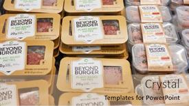  Presentation with vegan burger - Theme having cologne-october-2019-vegan-beyond background and a coral colored foreground