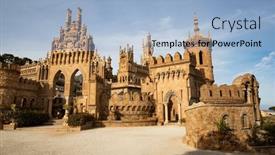  Presentation with christopher columbus - Presentation design consisting of colomares-castle-in-benalmadena-dedicated background and a light blue colored foreground