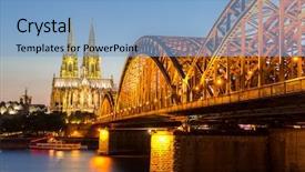  Presentation with cologne - PPT theme enhanced with colonia - cologne cathedral and hohenzollern bridge background and a  colored foreground