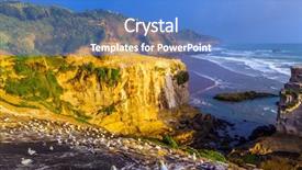  Presentation with island sunset - Beautiful presentation design featuring colonial - nesting colony of seabirds gannets backdrop and a teal colored foreground