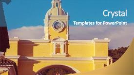  Presentation with central america - Colorful presentation design enhanced with colonial architecture in ancient antigua backdrop and a teal colored foreground