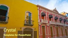  Presentation with mexico city - Amazing slides having colonial building - merida city colorful facades backdrop and a tawny brown colored foreground