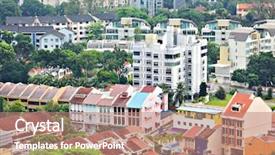  Presentation with colonial - Presentation theme featuring colonial building - residential downtown in singapore background and a coral colored foreground