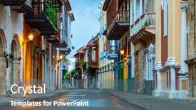  Presentation with cartagena colombia - Slide deck featuring colonial building - view of cartagena de indias background and a ocean colored foreground