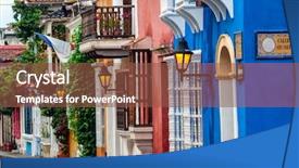  Presentation with colonial - Beautiful PPT theme featuring colonial building - view of cartagena de indias backdrop and a tawny brown colored foreground