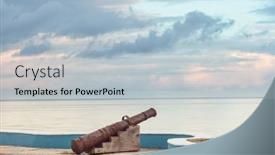  Presentation with colonial - Amazing presentation theme having colonial-cannon-in-seafront backdrop and a light blue colored foreground