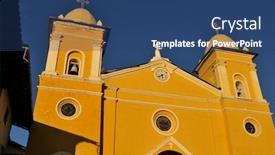  Presentation with colonial - Colorful theme enhanced with colonial church in cajabamba town in the peruvian andes backdrop and a ocean colored foreground