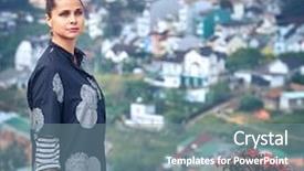  Presentation with colonial - Audience pleasing PPT theme consisting of colonial cities - beautiful woman overlooking the city backdrop and a seafoam green colored foreground