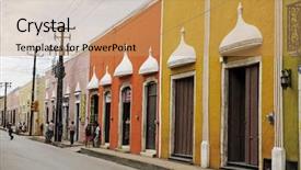  Presentation with colonial cities - Audience pleasing presentation theme consisting of colonial cities - view of a street backdrop and a  colored foreground