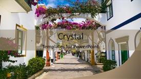  Presentation with fishing - Theme enhanced with colonial days - architecture of puerto de mogan background and a coral colored foreground