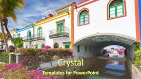  Presentation with colonial - PPT theme having colonial days - architecture of puerto de mogan background and a tawny brown colored foreground