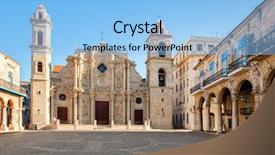  Presentation with sky blue - Presentation theme having colonial days - cathedral of havana in cuba background and a light blue colored foreground
