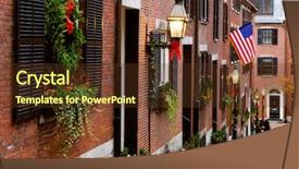  Presentation with boston - Presentation design with colonial flag - acorn street old boston charm background and a tawny brown colored foreground