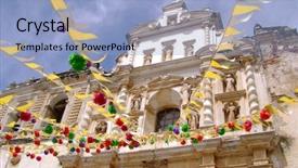  Presentation with colonial - PPT theme featuring palnts - palnt grow inside the cement background and a gray colored foreground