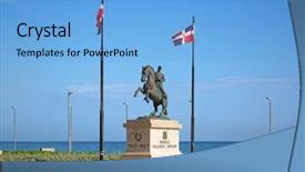  Presentation with dominican republic - Presentation featuring colonial flag - gregorio luperon monument in puerto background and a light blue colored foreground