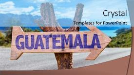  Presentation with colonial - Presentation design featuring colonial flag - guatemala wooden sign with road background and a light blue colored foreground