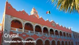  Presentation with mexico flag - Slide deck featuring colonial flag - merida city town hall background and a tawny brown colored foreground