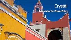  Presentation with town hall - PPT theme consisting of colonial flag - merida city town hall background and a ocean colored foreground
