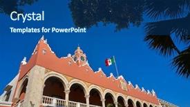  Presentation with town hall - PPT theme featuring colonial flag - merida city town hall background and a ocean colored foreground