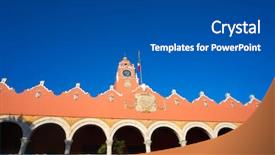  Presentation with mexico city - Cool new presentation theme with colonial flag - merida city town hall backdrop and a dark gray colored foreground
