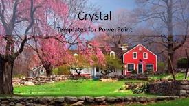  Presentation with spring tree - Amazing slides having colonial flag - view of red farmhouse backdrop and a light blue colored foreground
