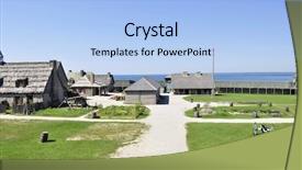  Presentation with colonial - Slide deck featuring colonial fort michilimackinac background and a light blue colored foreground