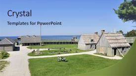  Presentation with colonial - Cool new theme with colonial fort michilimackinac backdrop and a light blue colored foreground
