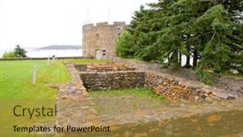  Presentation with colonial - Colorful PPT theme enhanced with colonial-pemaquid-state-historic-site backdrop and a gold colored foreground