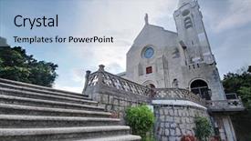  Presentation with macau - Audience pleasing presentation theme consisting of colonias portuguesas - church in macau backdrop and a  colored foreground