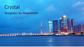  Presentation with macau - Slide deck having colonias portuguesas - macau at night background and a cyan colored foreground