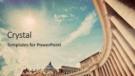  Presentation with vintage - PPT theme enhanced with colonnades columns in vatican city background and a soft green colored foreground