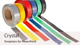  Presentation with duct - Presentation theme consisting of color adhesive tape roll isolated background and a lemonade colored foreground
