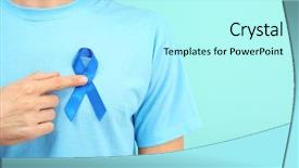  Presentation with blue ribbon - Beautiful presentation theme featuring color background closeup prostate cancer backdrop and a arctic colored foreground