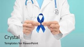  Presentation with blue ribbon - Slides featuring color background closeup prostate cancer background and a light gray colored foreground