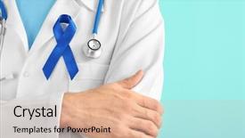  Presentation with blue ribbon - PPT theme enhanced with color background closeup prostate cancer background and a lemonade colored foreground