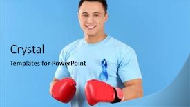  Presentation with boxing - Audience pleasing PPT theme consisting of color background prostate cancer backdrop and a light blue colored foreground