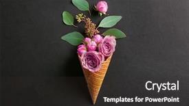  Presentation with roses - Audience pleasing PPT theme consisting of branches on dark background backdrop and a dark gray colored foreground