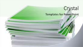  Presentation with magazines - Amazing PPT theme having color business brochure cover - many magazines isolated on white backdrop and a  colored foreground