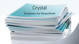  Presentation with magazines - Beautiful presentation theme featuring color business brochure cover - many magazines isolated on white backdrop and a light blue colored foreground