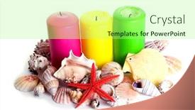  Presentation with shells - Cool new presentation with color-candles-and-shells backdrop and a mint green colored foreground
