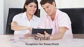  Presentation with treble clef teal color - Theme with color consultation with tablet computer background and a coral colored foreground