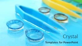  Presentation with color - Slide deck with color-contact-lenses-and-tweezers background and a cyan colored foreground