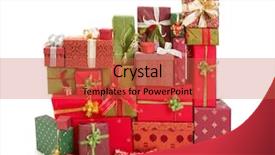  Presentation with christmas presents - Beautiful theme featuring color crackers - beautiful stack of christmas presents backdrop and a red colored foreground