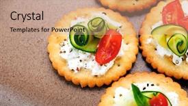  Presentation with cheese - Audience pleasing presentation theme consisting of color crackers - bite size canapes with ricotta backdrop and a coral colored foreground