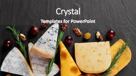  Presentation with fresh fruits vegetables groceries paper - Beautiful presentation theme featuring color crackers - composition of fresh cheese fruits backdrop and a dark gray colored foreground