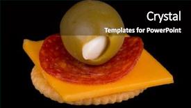  Presentation with cracker - Colorful slide deck enhanced with color crackers - cracker with cheese pepperoni backdrop and a black colored foreground