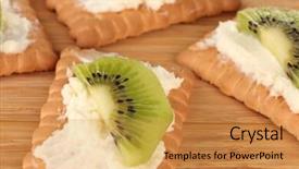  Presentation with kiwi - Colorful presentation design enhanced with color crackers - crispbread with cheese and kiwi backdrop and a  colored foreground