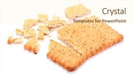  Presentation with cookie - Presentation theme having color crackers - crushed cookie isolated on white background and a cream colored foreground