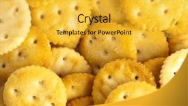  Presentation with salty - Slide deck with color crackers - salty biscuits closeup background and a yellow colored foreground