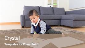  Presentation with home - Amazing slide deck having color crayon - little boy drawing at home backdrop and a  colored foreground